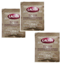 3x Lalvin EC-1118 Champagne Yeast 5g Sachet 18% Homebrew Wine Making 4.5L-23L