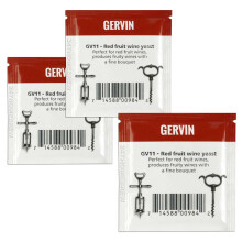 3x Gervin GV11 Wine Yeast 5g Red Fruit Wines Reduces Malic Acid 5-23L