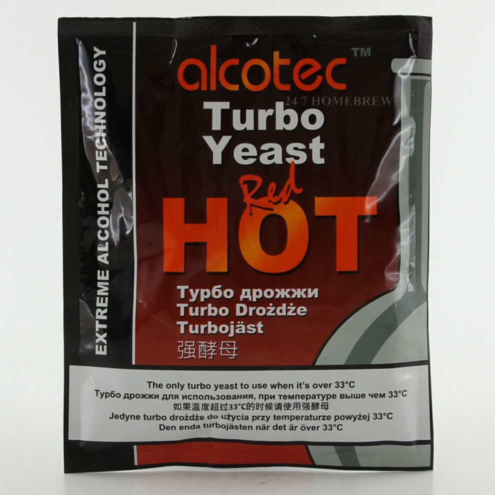 Alcotec Red Hot Turbo Yeast 90G Temperature Tolerant Max 40C 25L