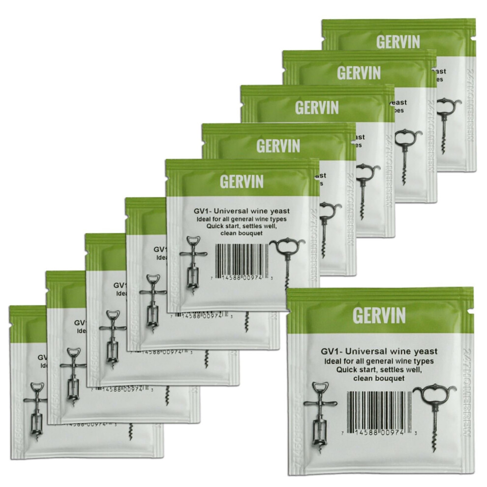 Gervin 10X Gv1 Wine Yeast 5G General Purpose Universal 5-25L