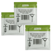 3x Gervin GV1 Wine Yeast 5g General Purpose Universal 5-25L
