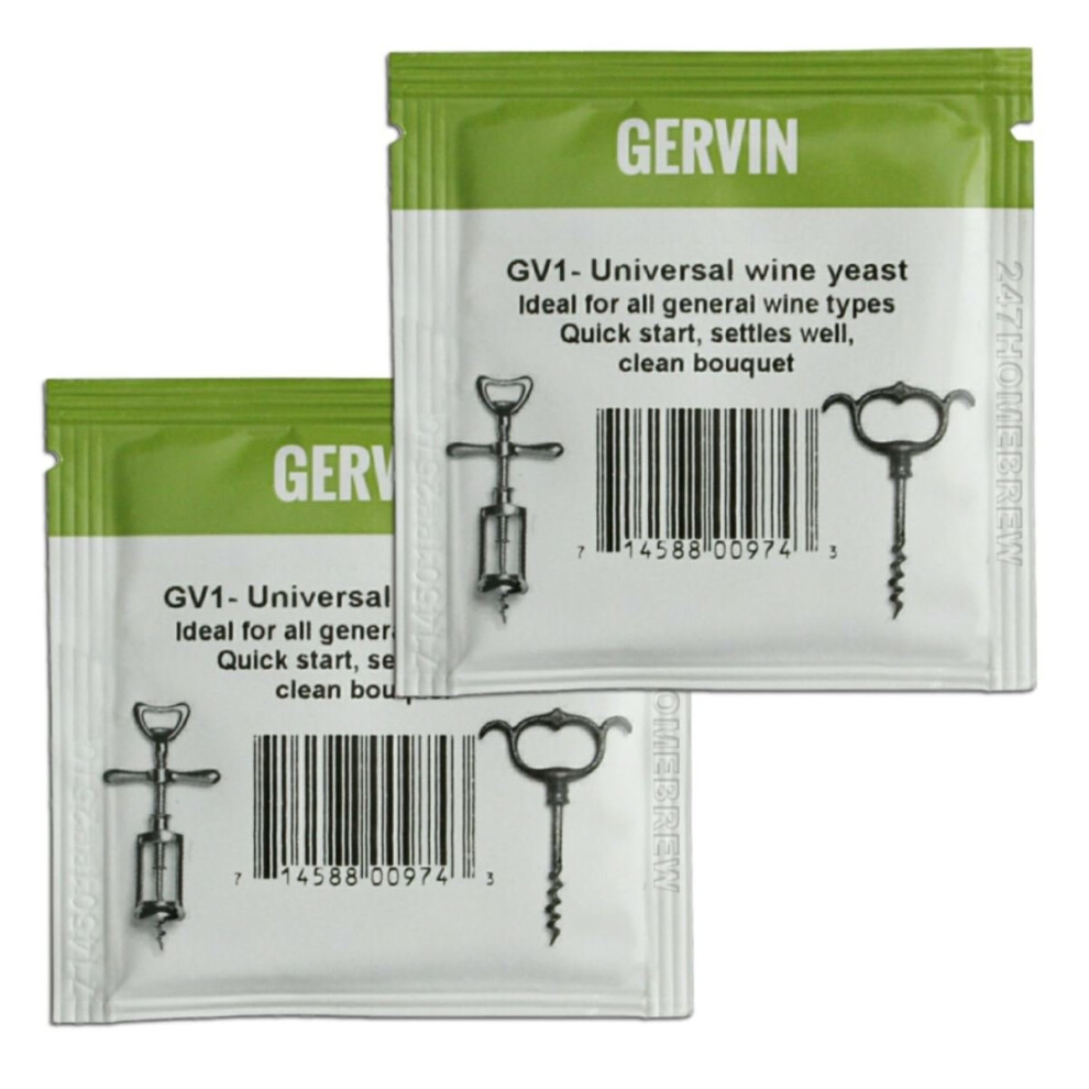 Gervin 2X Gv1 Wine Yeast 5G General Purpose Universal 5-25L