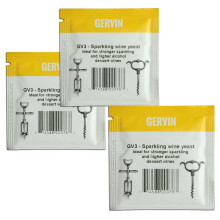 3x Gervin GV3 Wine Yeast 5g Sparkling or Dessert Wine 5-23L