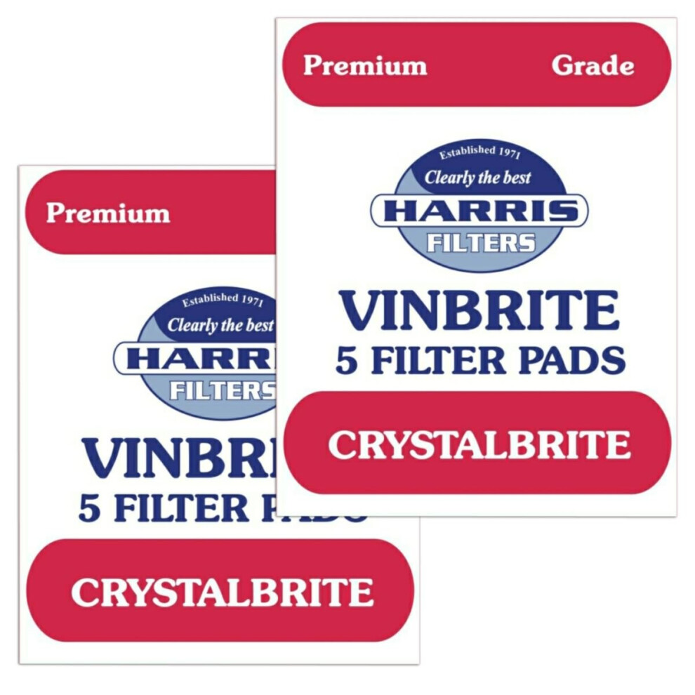 2x Harris Crystalbrite Filter Pads 5-pk Use with Harris Vinbrite MK3 Filter Kit