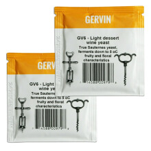 2x Gervin GV6 Wine Yeast 5g High Alcohol Sparkling Light Dessert upto 18% 5-23L
