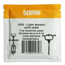 Gervin GV6 Wine Yeast 5g Sachet - Light Dessert / Fruity Floral Wines & Low Temperature Fermentations - Homebrew
