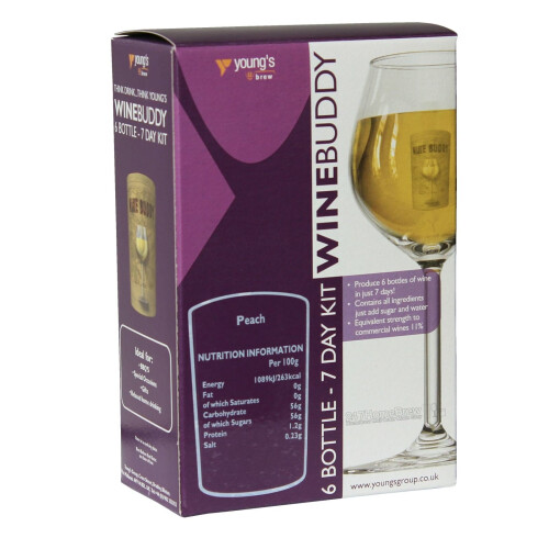 WineBuddy Peach 6 Bottle - 7 Day Home brew Wine Making Refill Kit 1