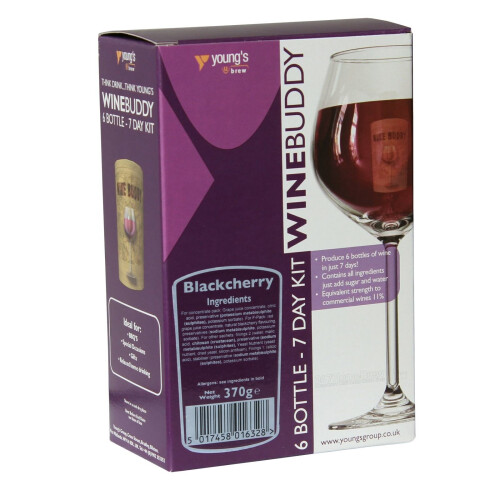WineBuddy Black Cherry 6 Bottle - 7 Day Home brew Wine Making Refill Kit