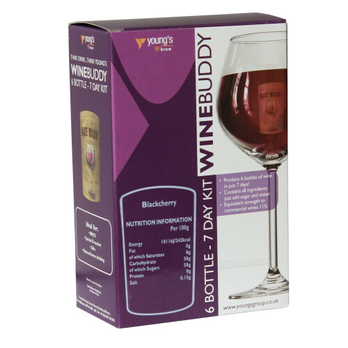 WineBuddy Black Cherry 6 Bottle - 7 Day Home brew Wine Making Refill Kit 1