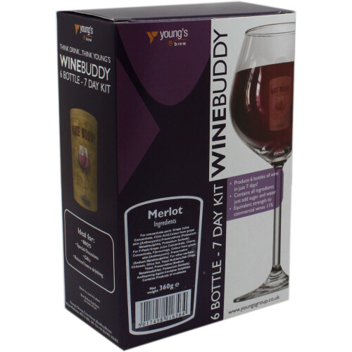 WineBuddy Merlot 6 Bottle - Home brew Wine Making Kit