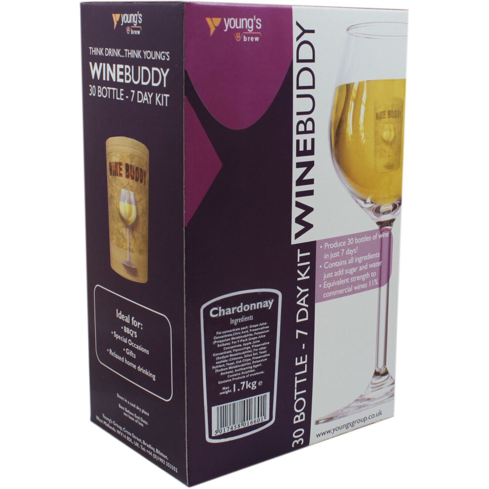 Winebuddy Chardonnay 30 Bottle - Home Brew Wine Making Kit White
