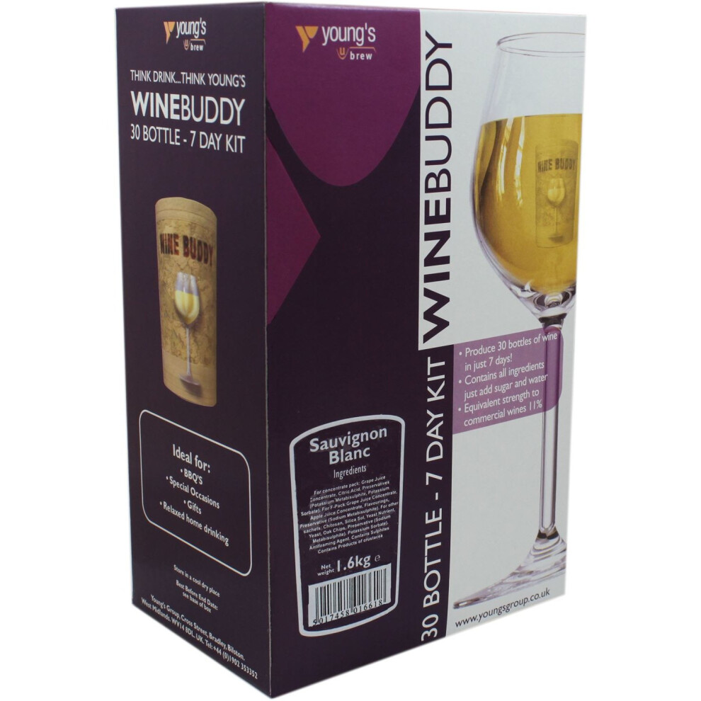 Winebuddy Sauvignon Blanc 30 Bottle - Home Brew Wine Making Kit White