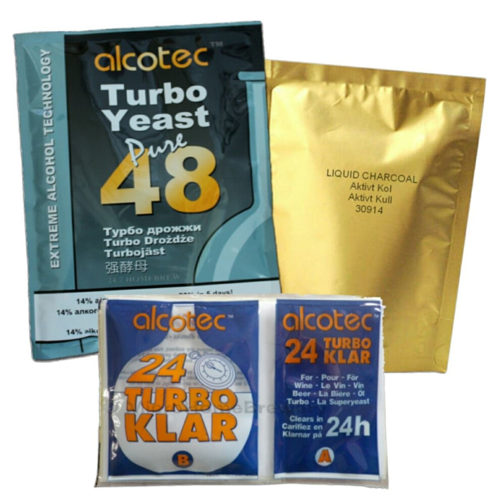 Alcotec 48 Turbo Yeast, TurboKlar & Liquid Carbon Homebrew Vodka Spirit