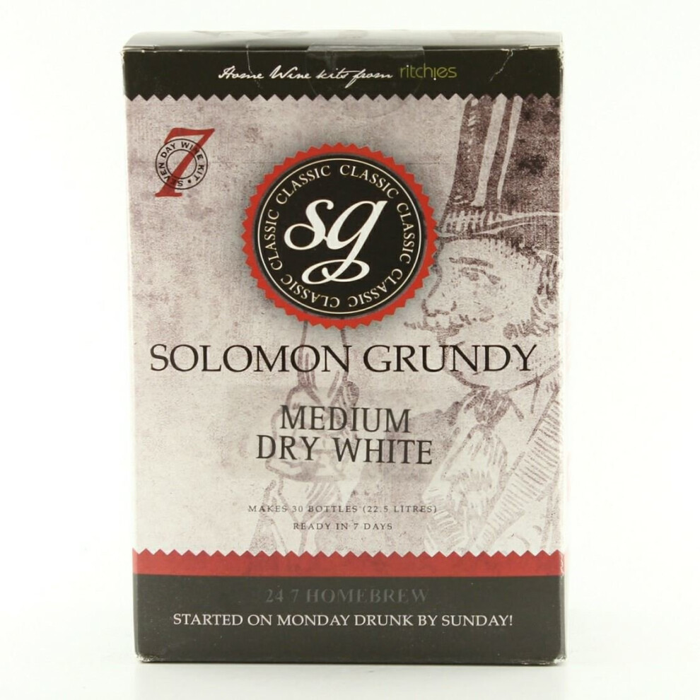 Soloman Grundy Classic Medium Dry White 7 Day Wine Kit 2kg makes 30 bottle 23L