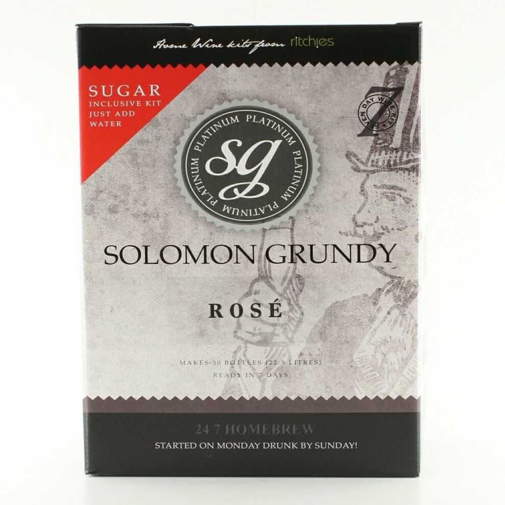 Soloman Grundy Platinum Solomon Grundy Platinum Rose 7 Day (30 Bottle) Blush Wine Making Kit - Homebrew