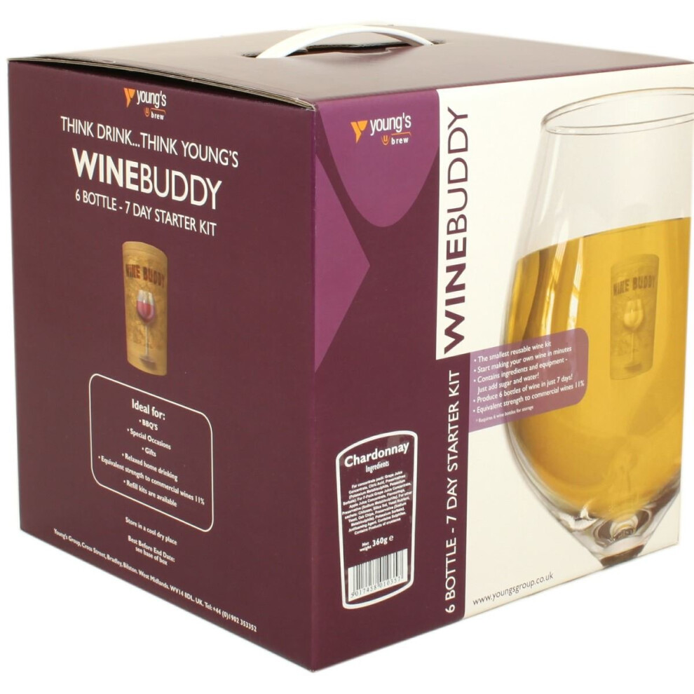 WineBuddy Starter Kit Chardonnay 6 Bottle - Home brew Wine Making Kit