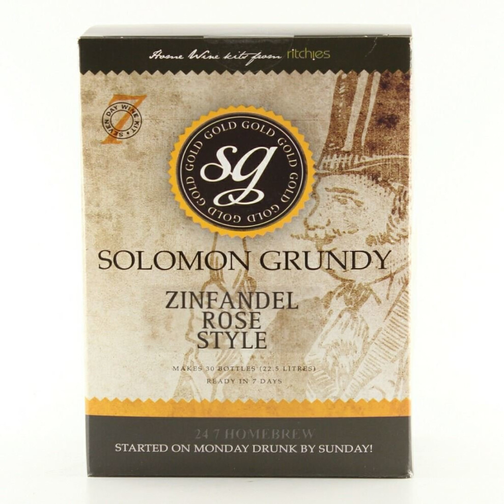 Soloman Grundy Solomon Grundy Zinfandel Rose 7 Day (30 Bottle) Rose Wine Making Kit - Homebrew Gold