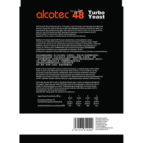 10x Alcotec Carbon 48 Turbo Yeast with Activated Carbon 2