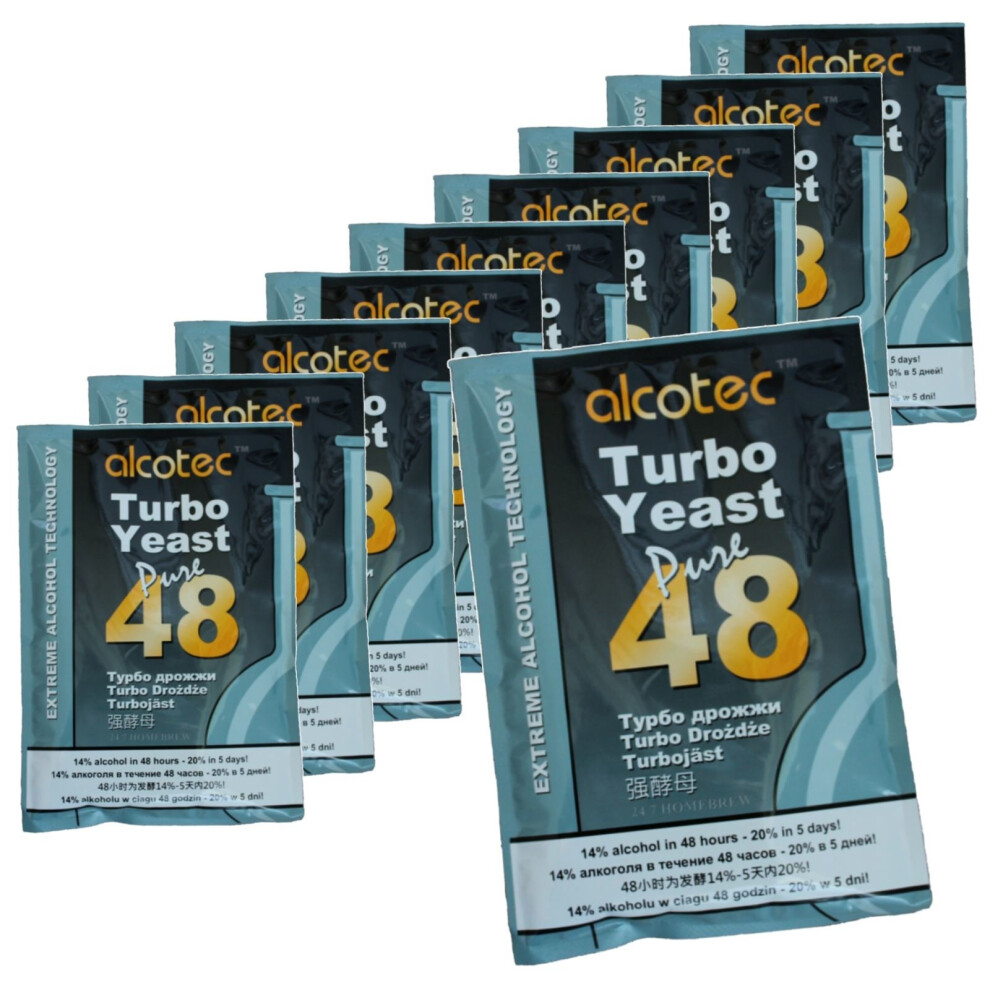 Alcotec 10X 48 Pure Turbo Super Yeast Packets High Alcohol 20% Homebrew Vodka