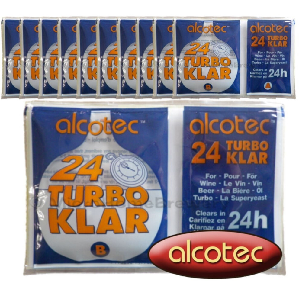 Alcotec Turboklar 24Hr Finings - 10X Sachets (30224) Clears Turbo Yeast, Wine, Beer, Cider & Mead In 24H