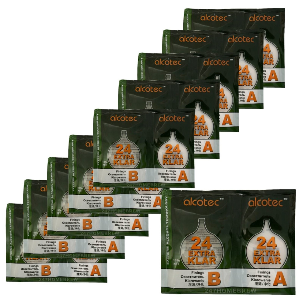 Alcotec 10X Extra Klar 24Hr Finings Super Turboklar 135G For 25L Homebrew