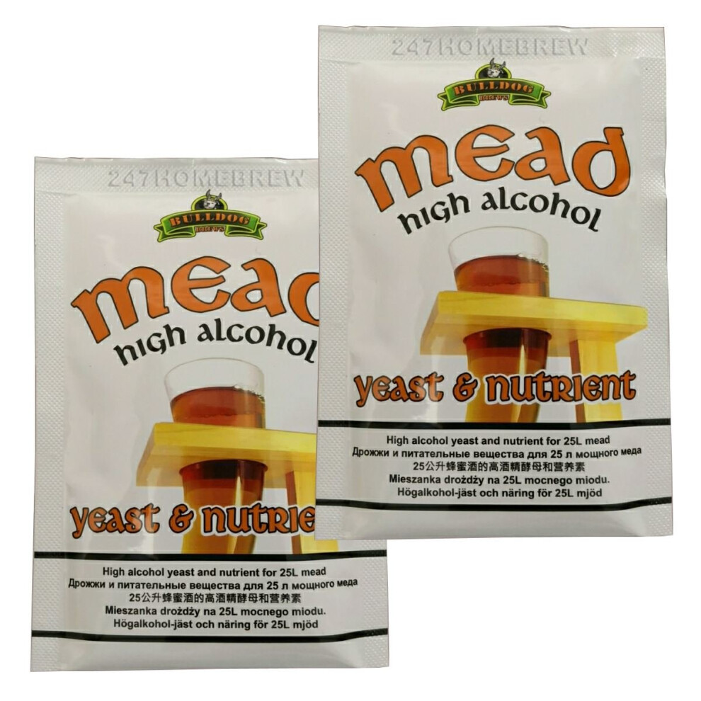 2x Bulldog Mead Yeast & Nutrient High Alcohol 28g for 20-25L