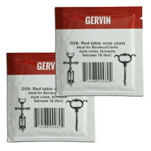 2x Gervin GV8 Wine Yeast 5g Red Table Wine like Bordeaux or Claret 5-23L