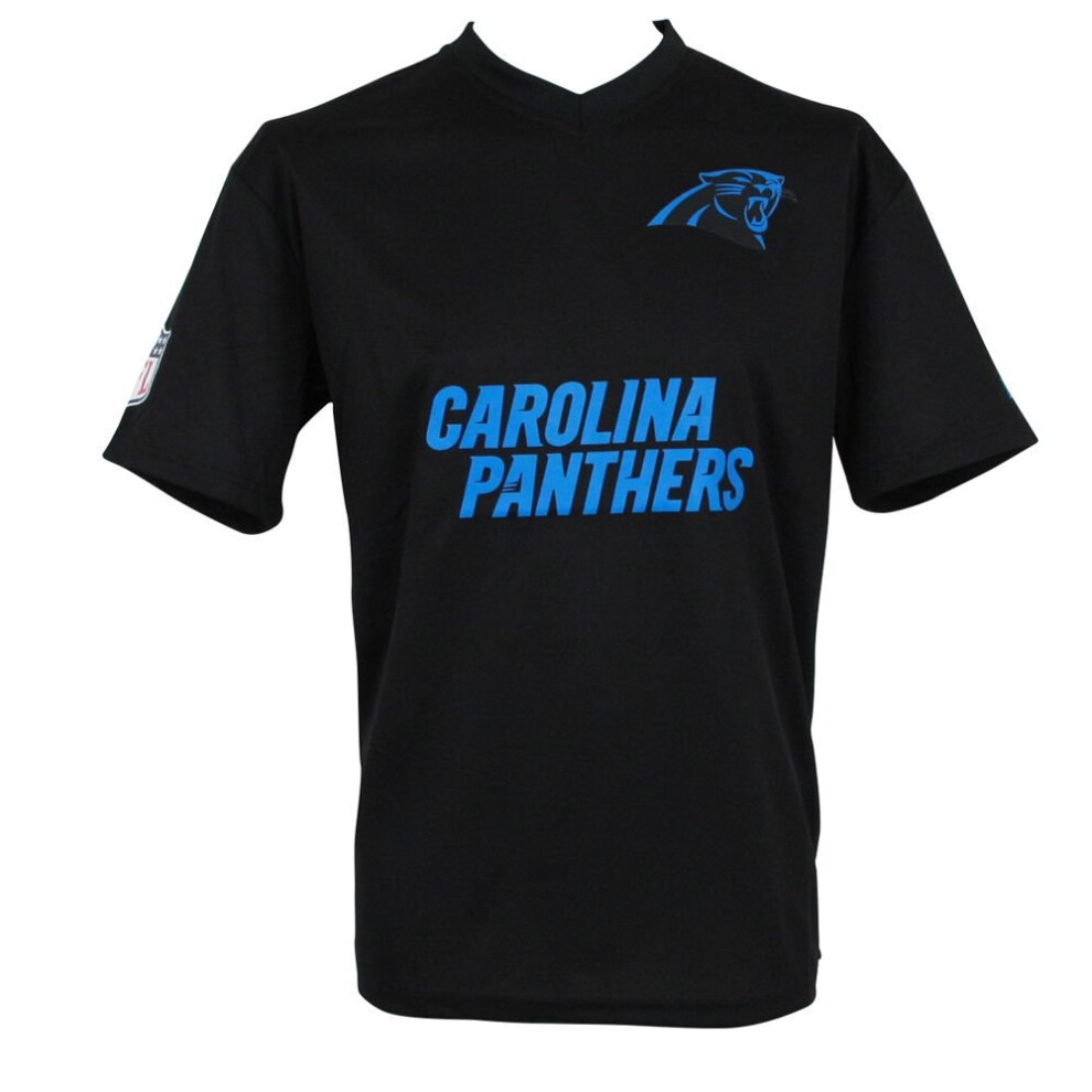 (2XL) New Era NFL Woodmark Jersey V Neck T-Shirt ~ Carolina Panthers