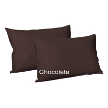 (Chocolate) 2X Polycotton Plain Dyed Housewife Pillowcases,Bed Room PILLOW COVER