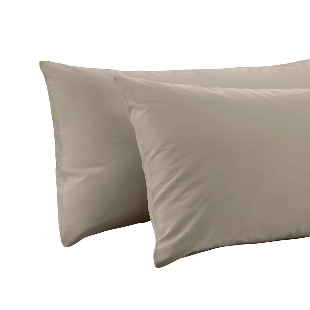 (Pair of Housewife pillowcase (Latte)) 2X Polycotton Plain Dyed Housewife Pillowcases,Bed Room PILLOW COVER