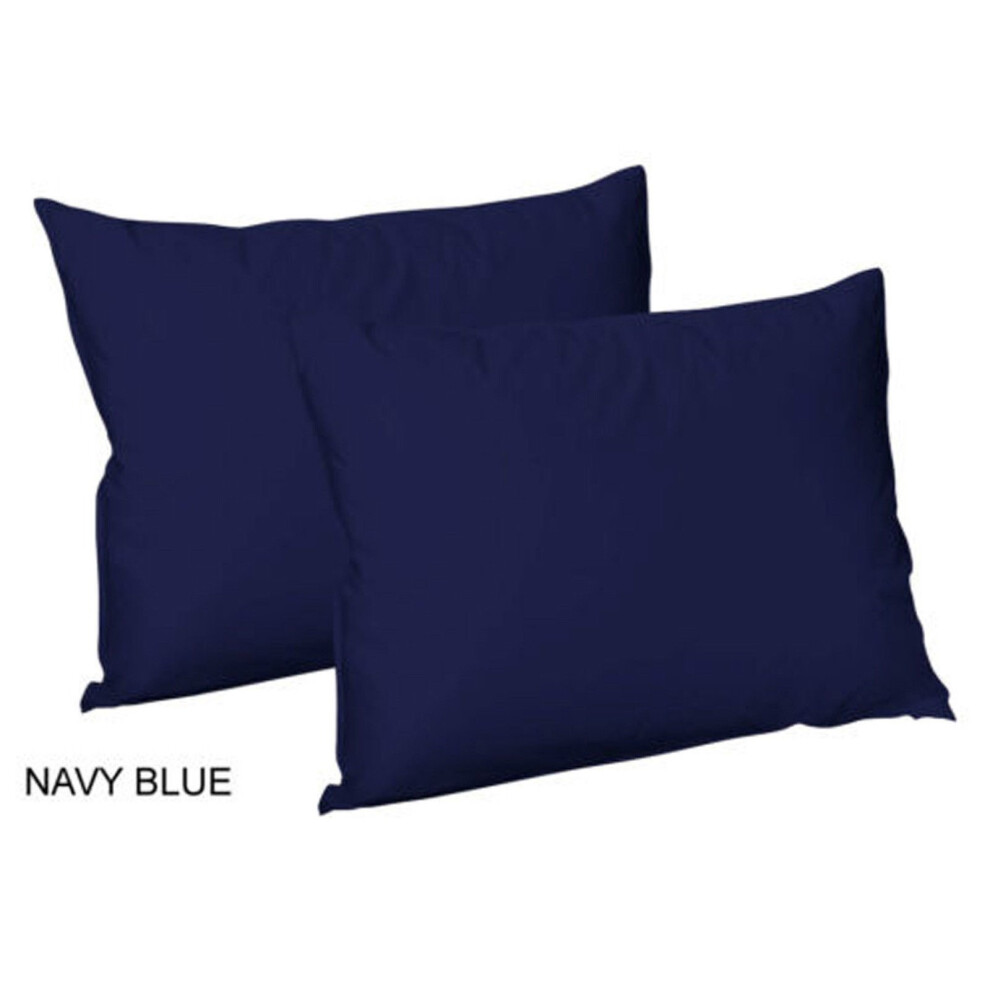 (Pair of Housewife pillowcase ( Navy Blue)) 2X Polycotton Plain Dyed Housewife Pillowcases,Bed Room PILLOW COVER