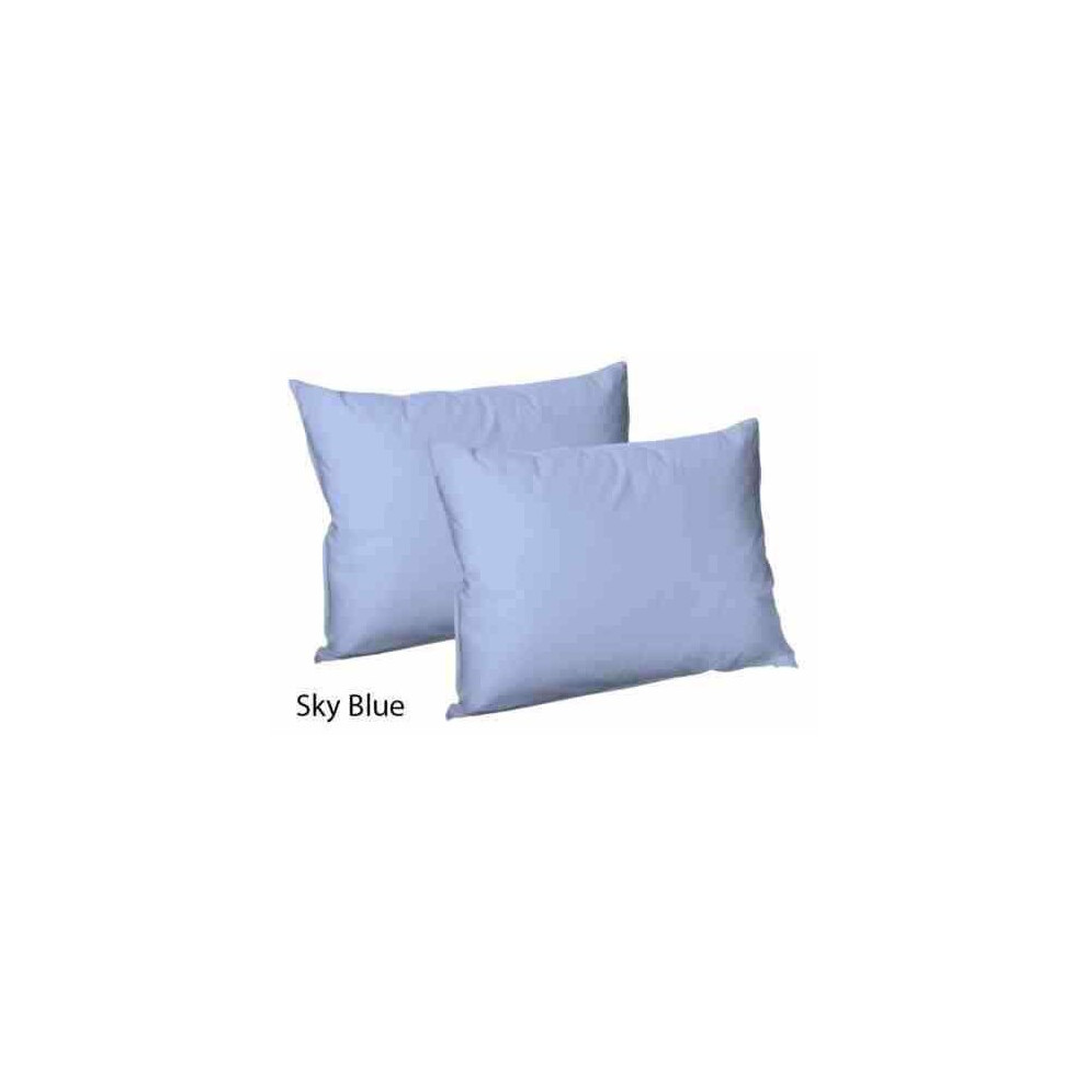 (Pair of Housewife pillowcase (Sky Blue)) 2X Polycotton Plain Dyed Housewife Pillowcases,Bed Room PILLOW COVER