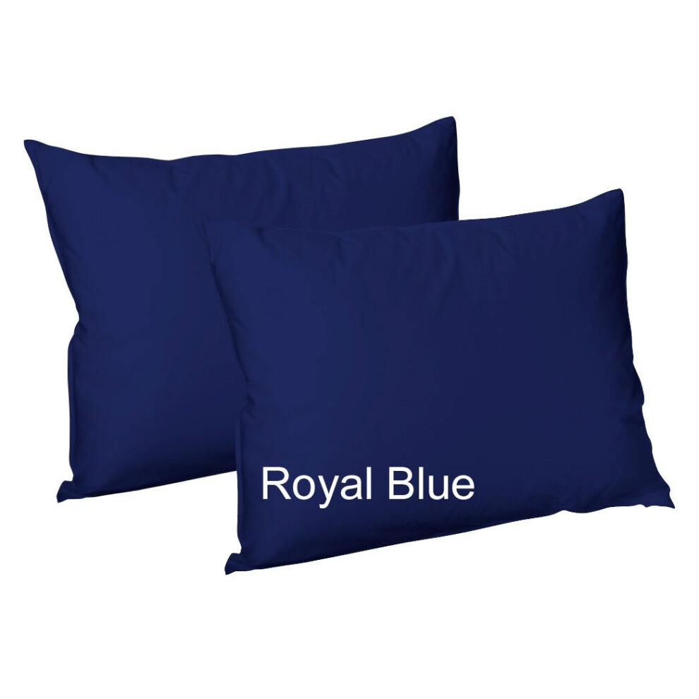 (Pair of Housewife pillowcase (Royal Blue)) 2X Polycotton Plain Dyed Housewife Pillowcases,Bed Room PILLOW COVER