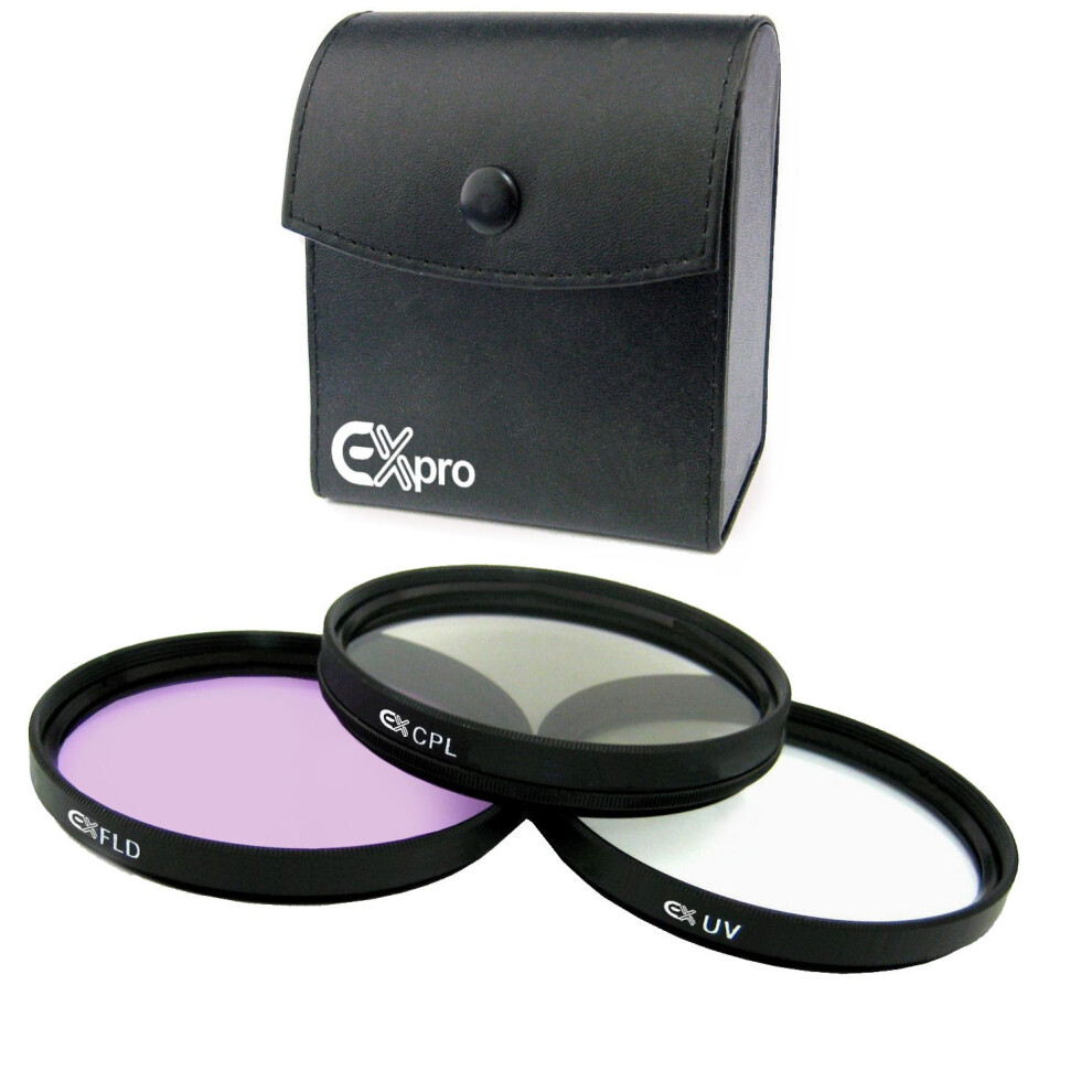 Ex-Pro 55mm Professional Multi Coated Glass Lens Filter Kit, UV, CPL Polarising