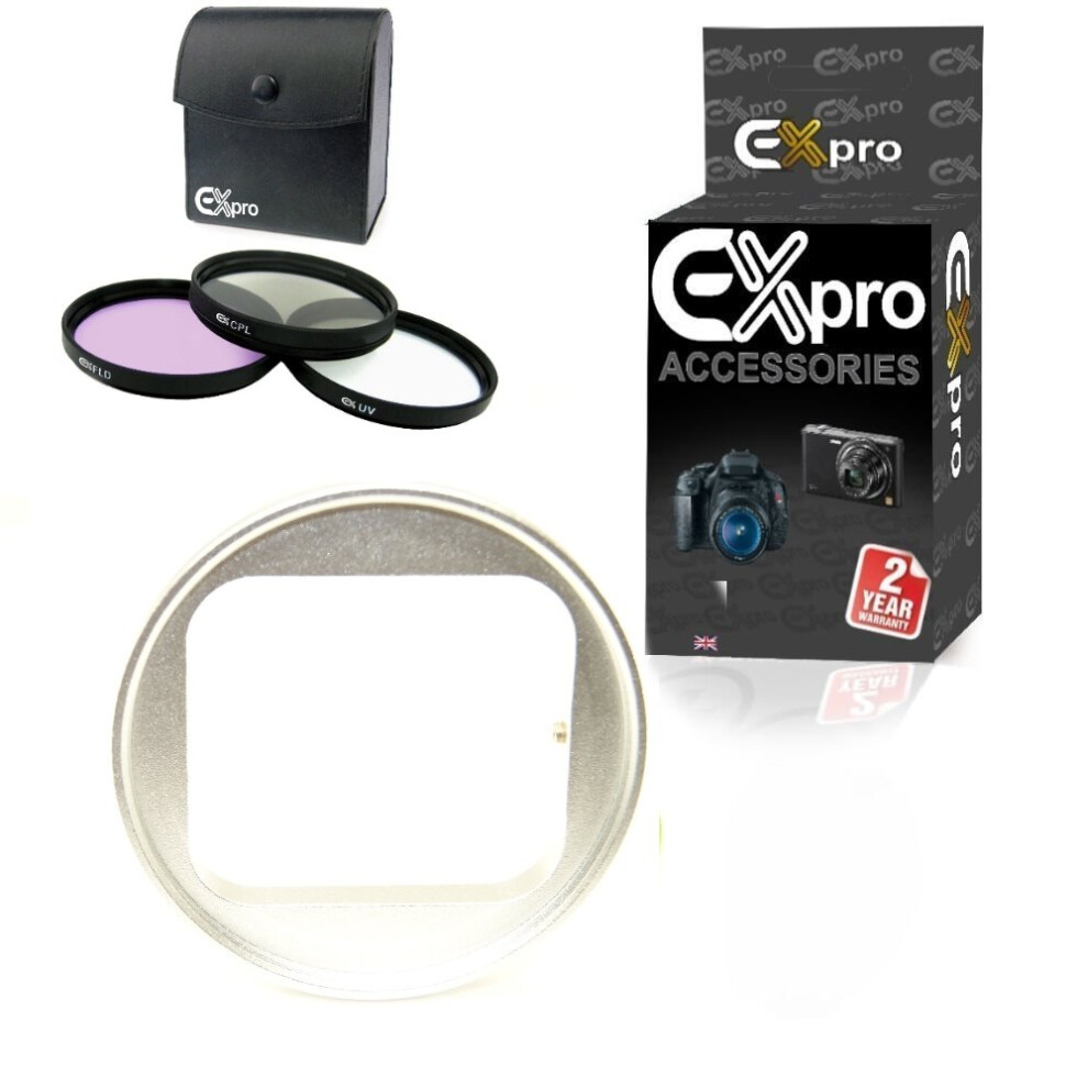Ex-Pro Filter Adapter To 52Mm Std Lens Uv Cpl Fld Silverfits Gopro Hero 3 3+ 4 5055256991010