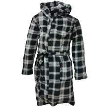 (M) Farah Men's Black and Steel Grey Hooded Soft fluffy Luxury Robe