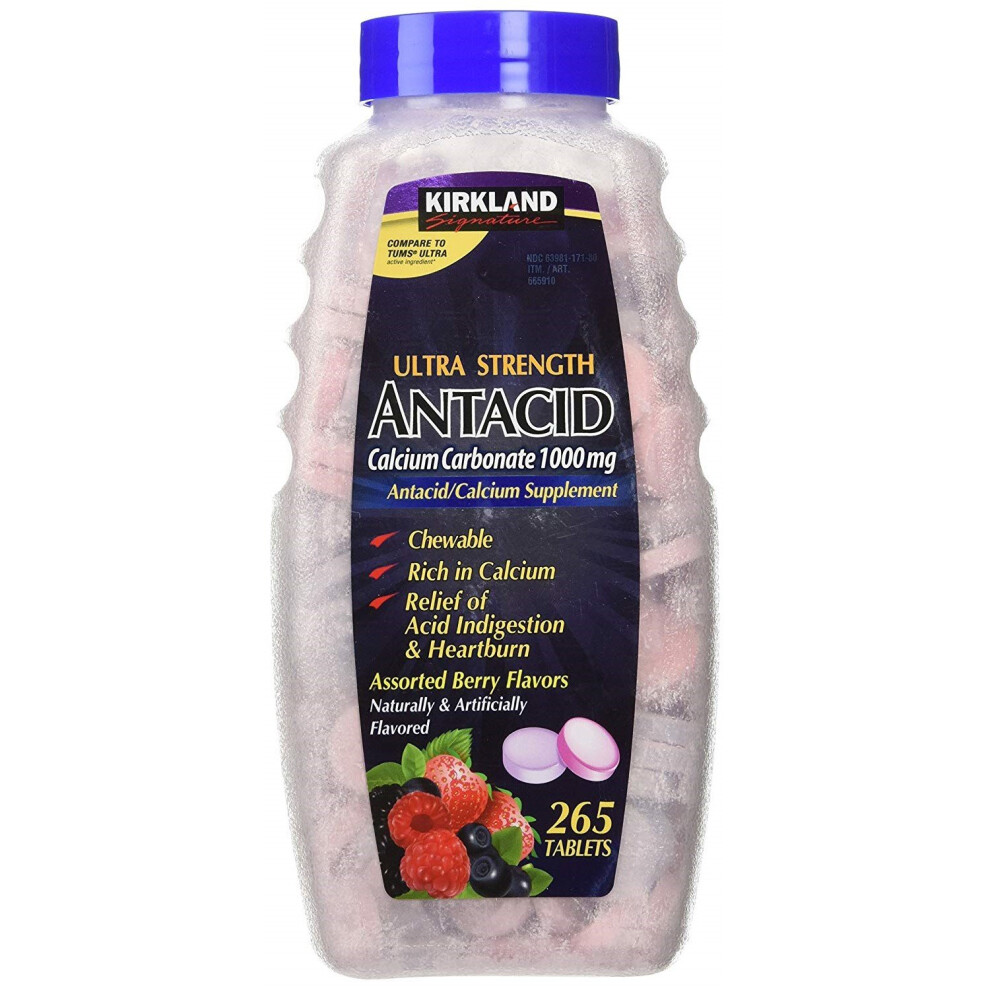 Kirkland Signature Antacid Ultra Strength 1000 Mg 265 Chewable Tablets