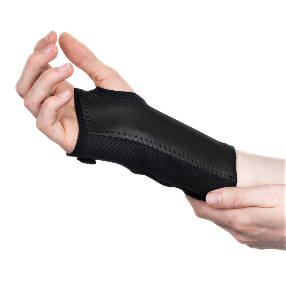 (Medium, Right) Actesso Black Elastic Wrist Support Splint Brace - Physician Designed for Carpal Tunnel, Tendonitis and Sprains