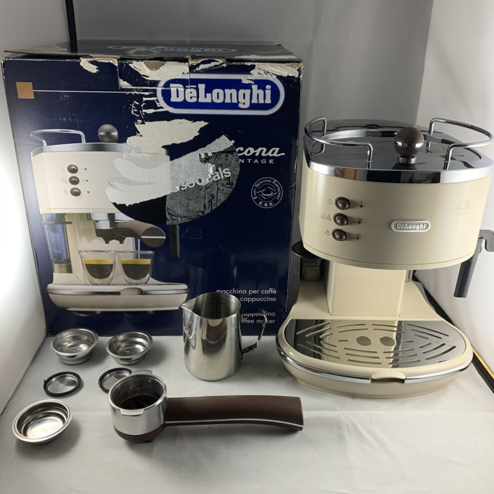 De'Longhi Vintage Icona ECOV311BG Traditional Pump Espresso Machine - Cream