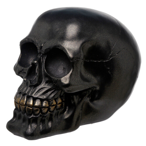 Gothic Metallic Black Skull Ornament