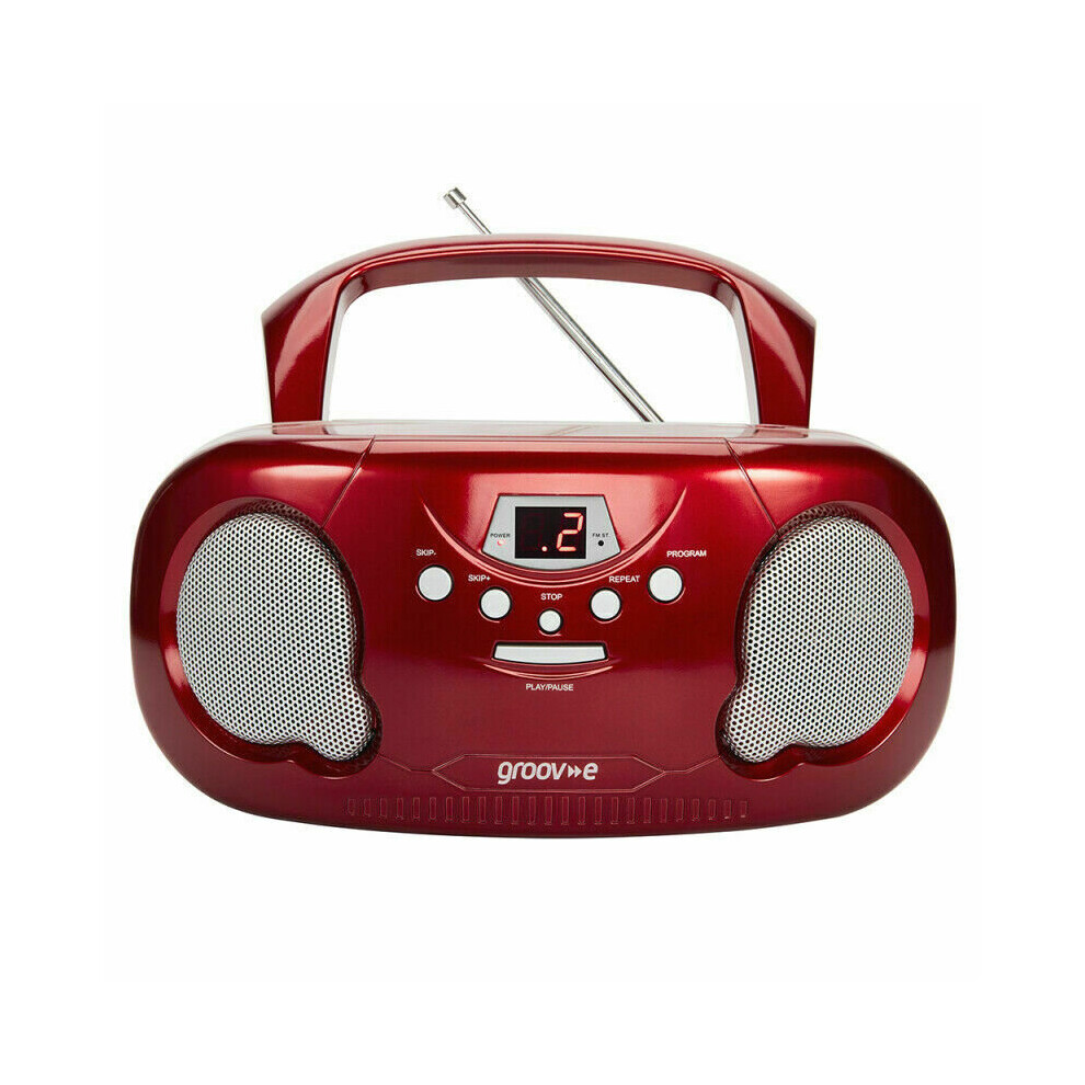 Groov-E Original Boombox Portable Cd Player With Am/Fm Radio And 3.5Mm Aux-In Gvps733 - Red