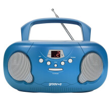 Groov-e Original Boombox Portable CD Player with AM/FM Radio and 3.5mm Aux-In GVPS733 - Blue