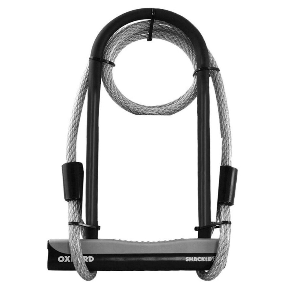 Oxford Shackle Bike & Cycle 12DUO U Lock & Lockmate Cable?Hard Steel?LK332?Black
