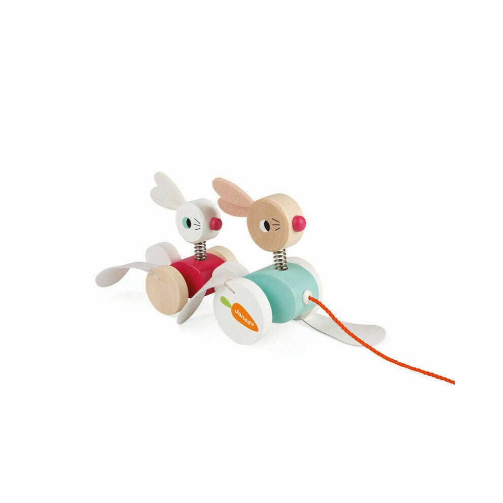 Janod Zigolos Pull-Along Rabbits?Crafted Wooden Toy?1 To 3 Years