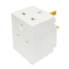 Omega 21100 Single 13A Fused UK Mains Electrical Double 2 Way Socket Adaptor