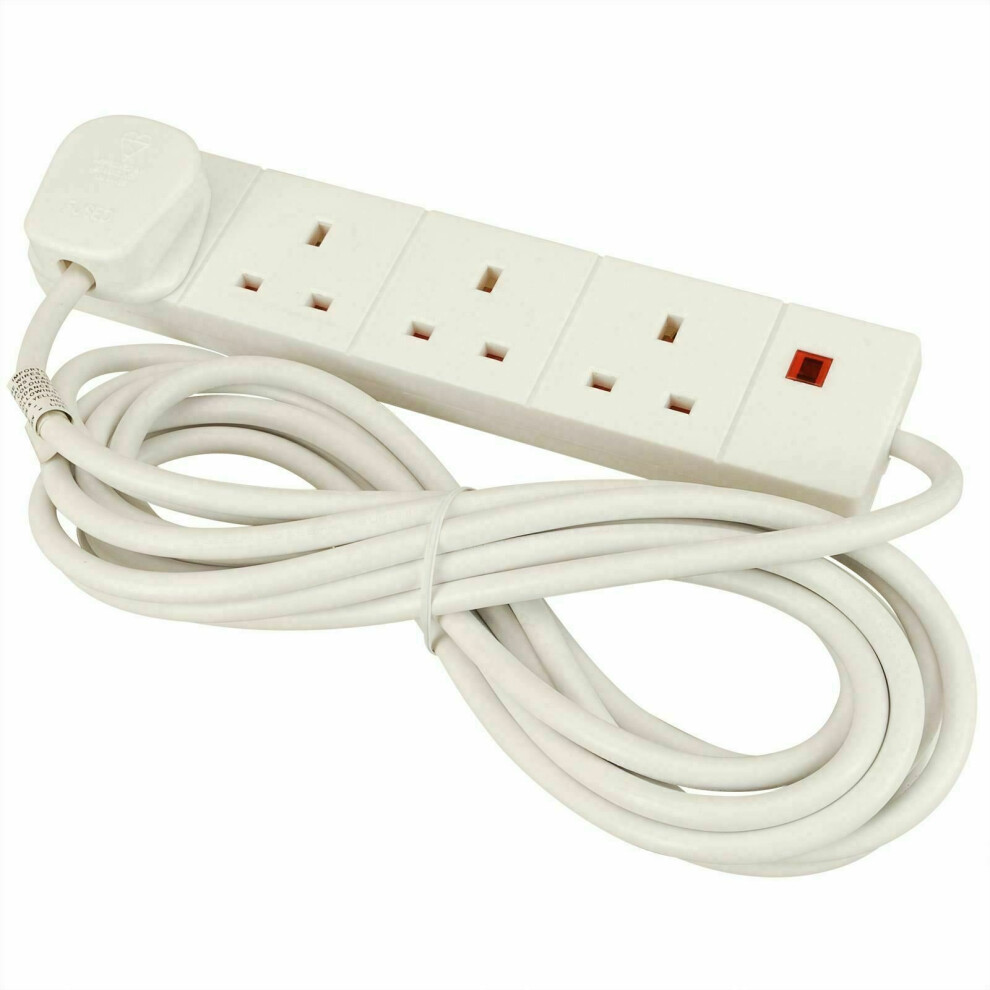 Value Range 4 Way Extension Lead?5 Mtr Cable Length?13amp Fused Plug?4WAY5M?NEW