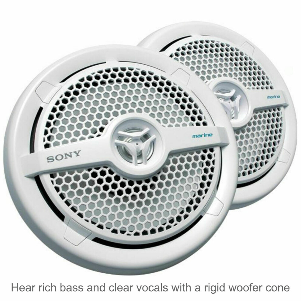 Sony XS-MP1621 6.5" 2 Way Coaxial Marine/ Boat Speaker?160W?IPX5 Watreprof?White