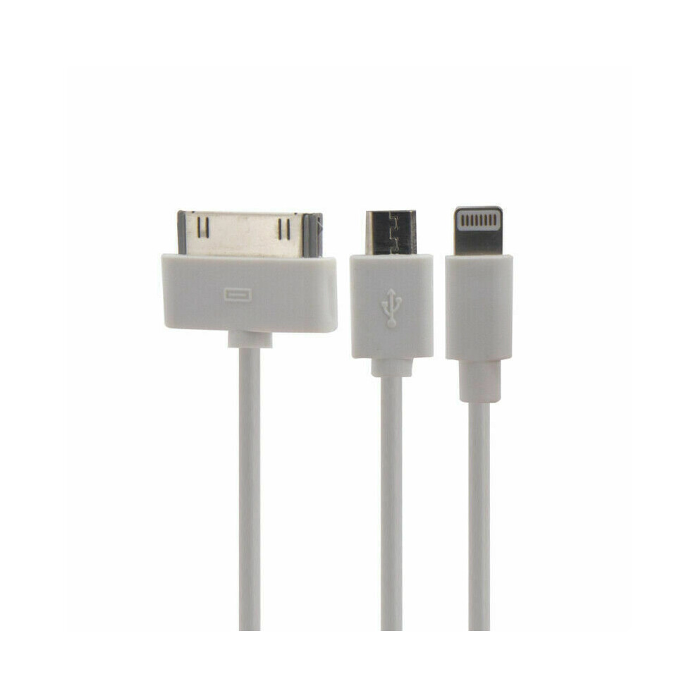 Urbanz 3 in 1 USB Charging Cable?1M Lightning?30 Pin & Micro USB?White?INC-LC3-1