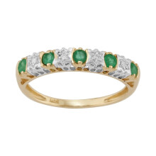 (M) Classic Emerald & Diamond Eternity Ring in 9ct Yellow Gold