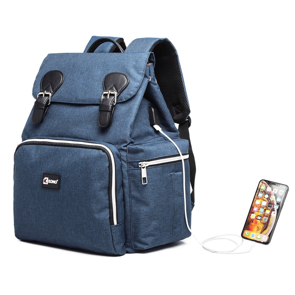 (Navy) Travel Baby Changing Backpack With USB